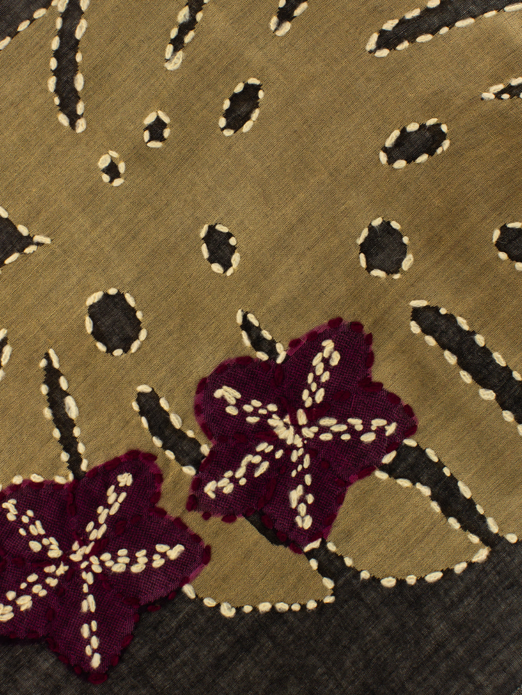 Pashmina Zuhal con ricami marrone / bordeaux