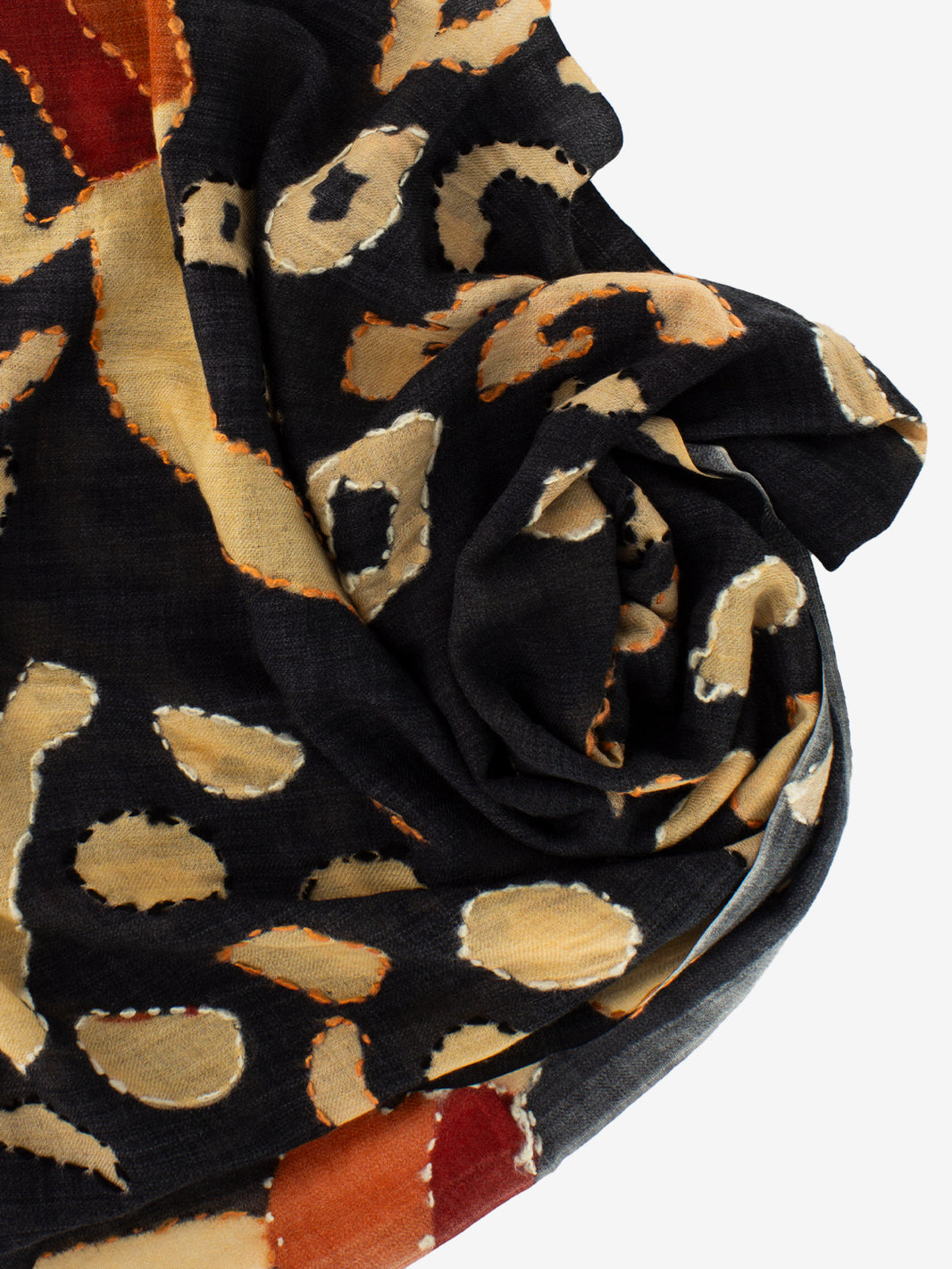 Pashmina Crew con ricami nero / beige / multicolor