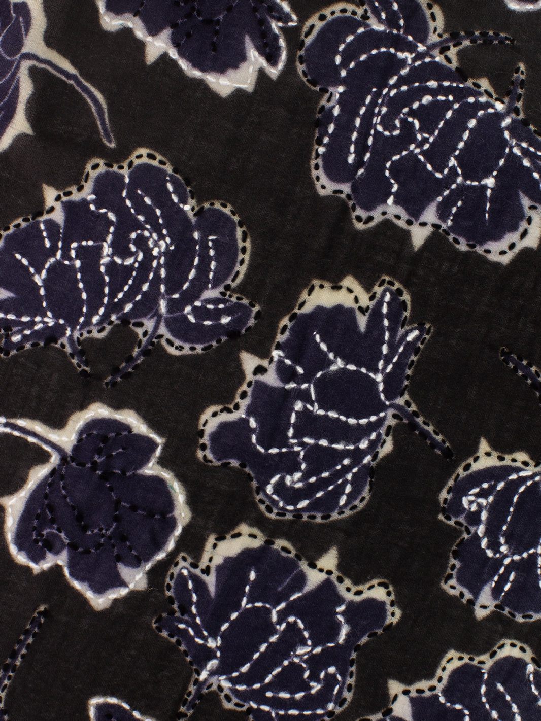 Pashmina Farina con stampe e ricami nero / blu