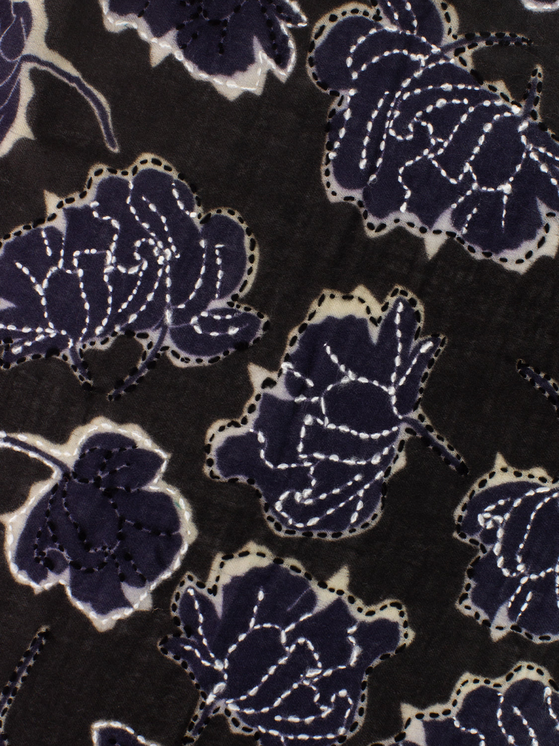 Pashmina Farina con stampe e ricami nero / blu