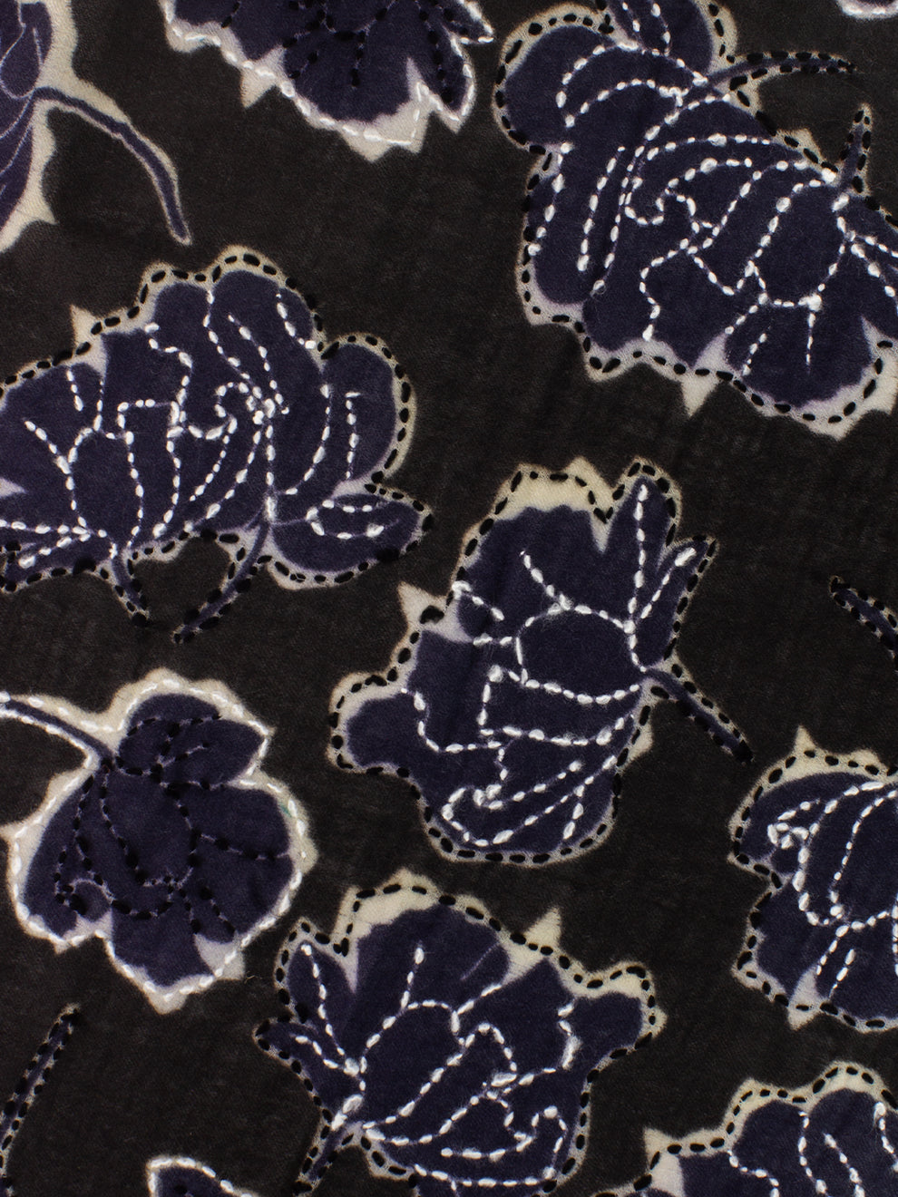 Pashmina Farina con stampe e ricami nero / blu