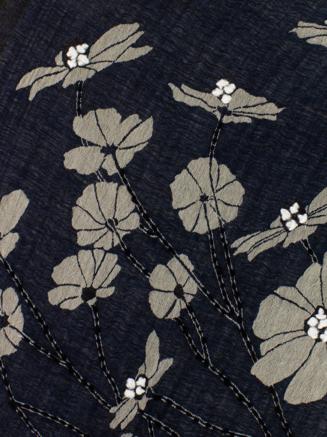 Pashmina Fimmetto con stampe e ricami grigio / blu