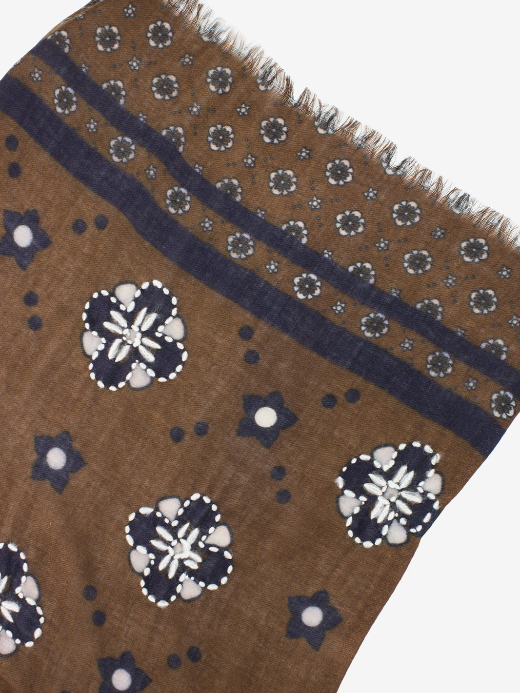 Pashmina Fontaine marrone / blu scuro