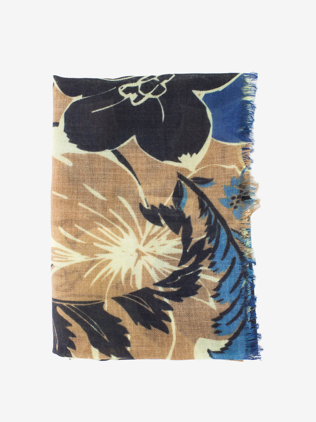 Pashmina Hugo stampa floreale blu / beige / marrone