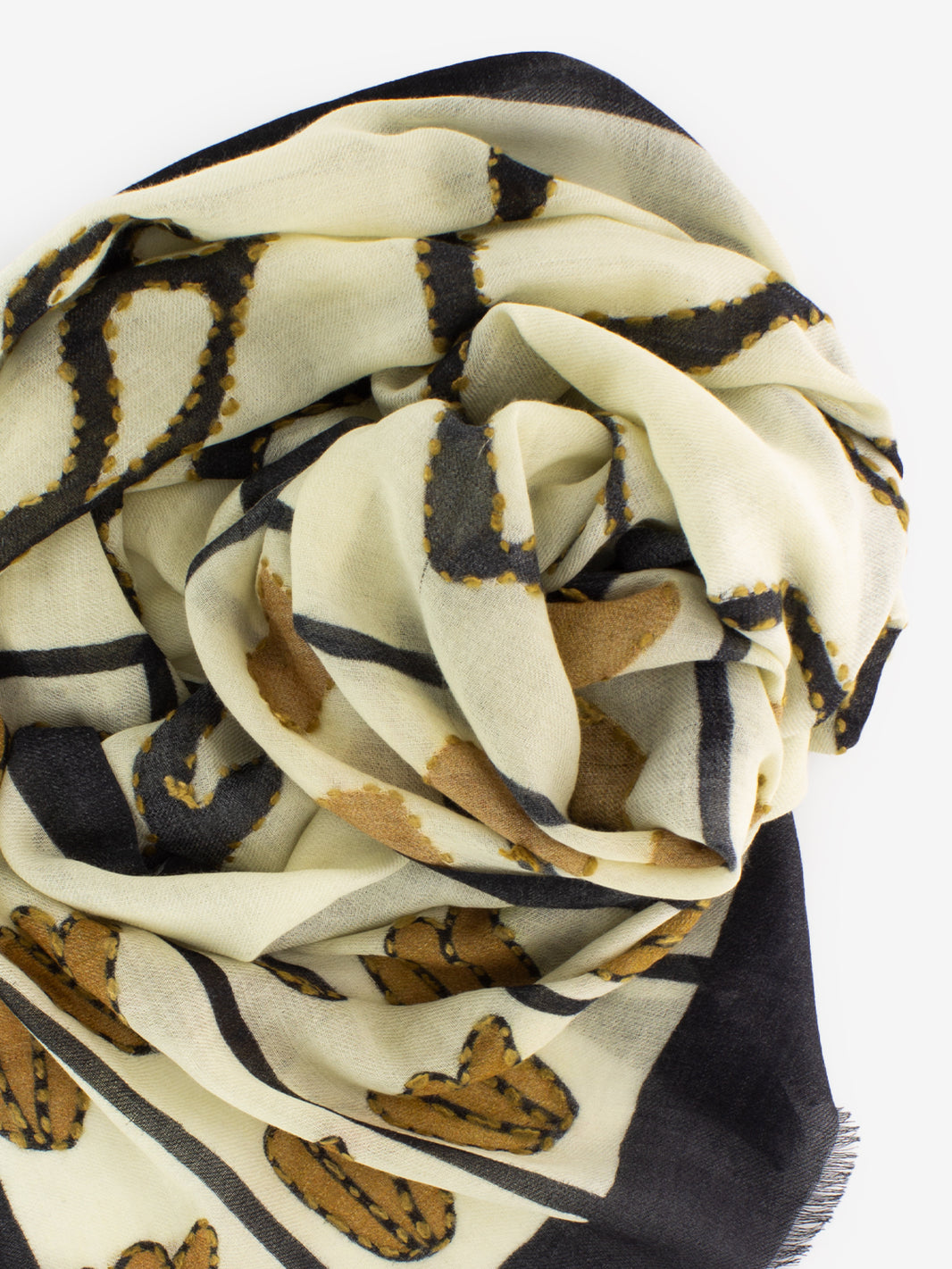 Pashmina Jacob con ricami nero / beige