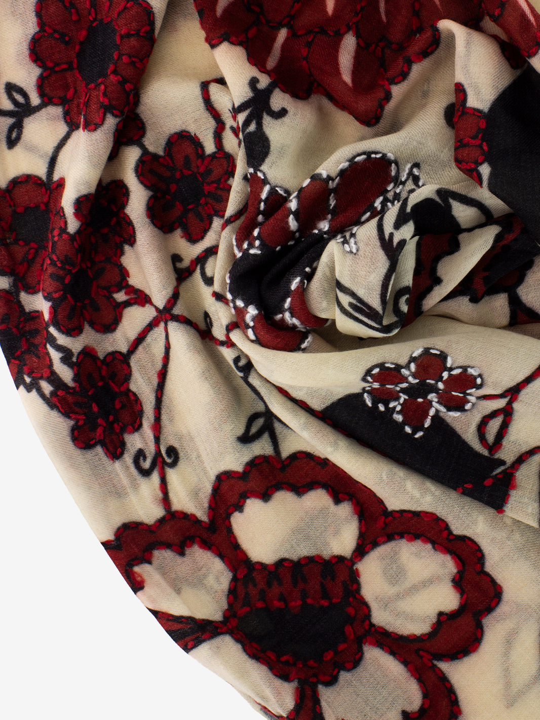 Pashmina Keshav beige / bordeaux / black