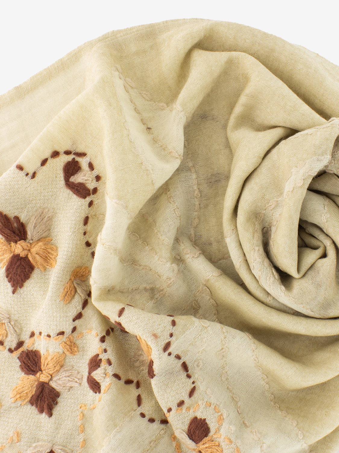 Cream Vihaan embroidered pashmina