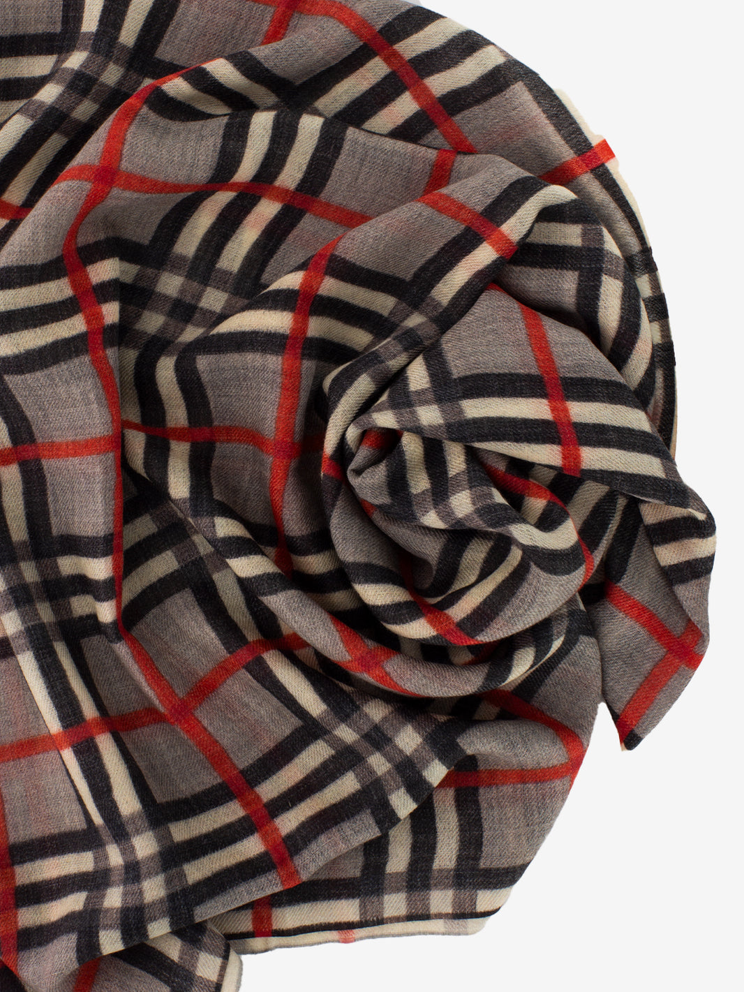 Pashmina Yurt a quadri grigio / rosso