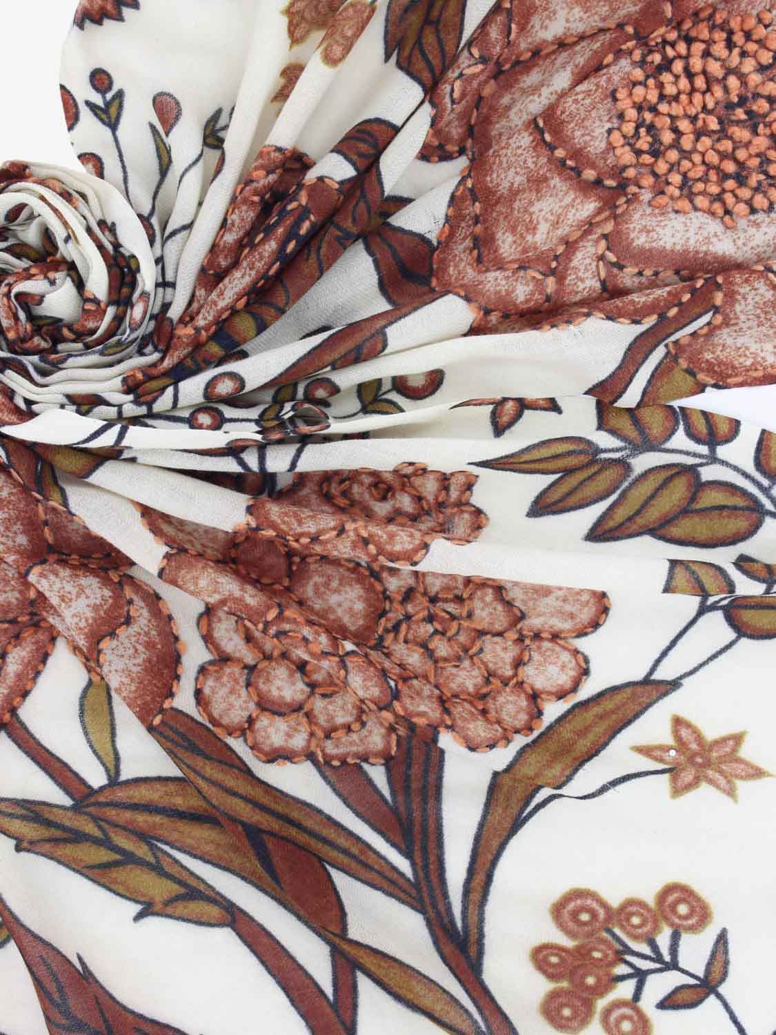 Sciarpa con ricami Eva beige