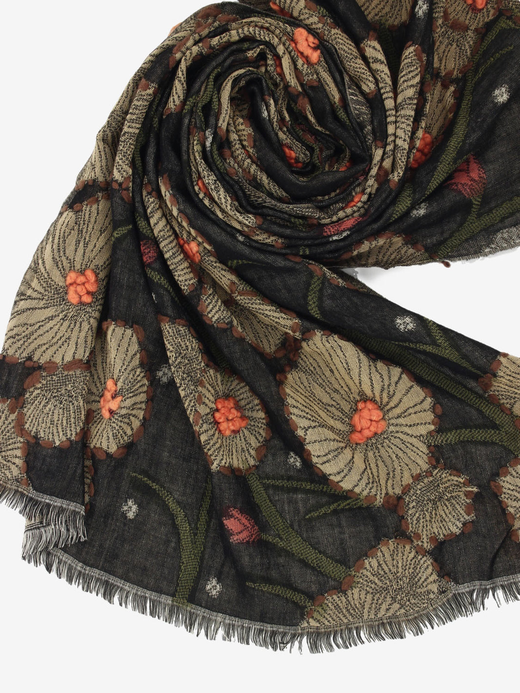 Sciarpa con ricami Gabry wool moro / arancio