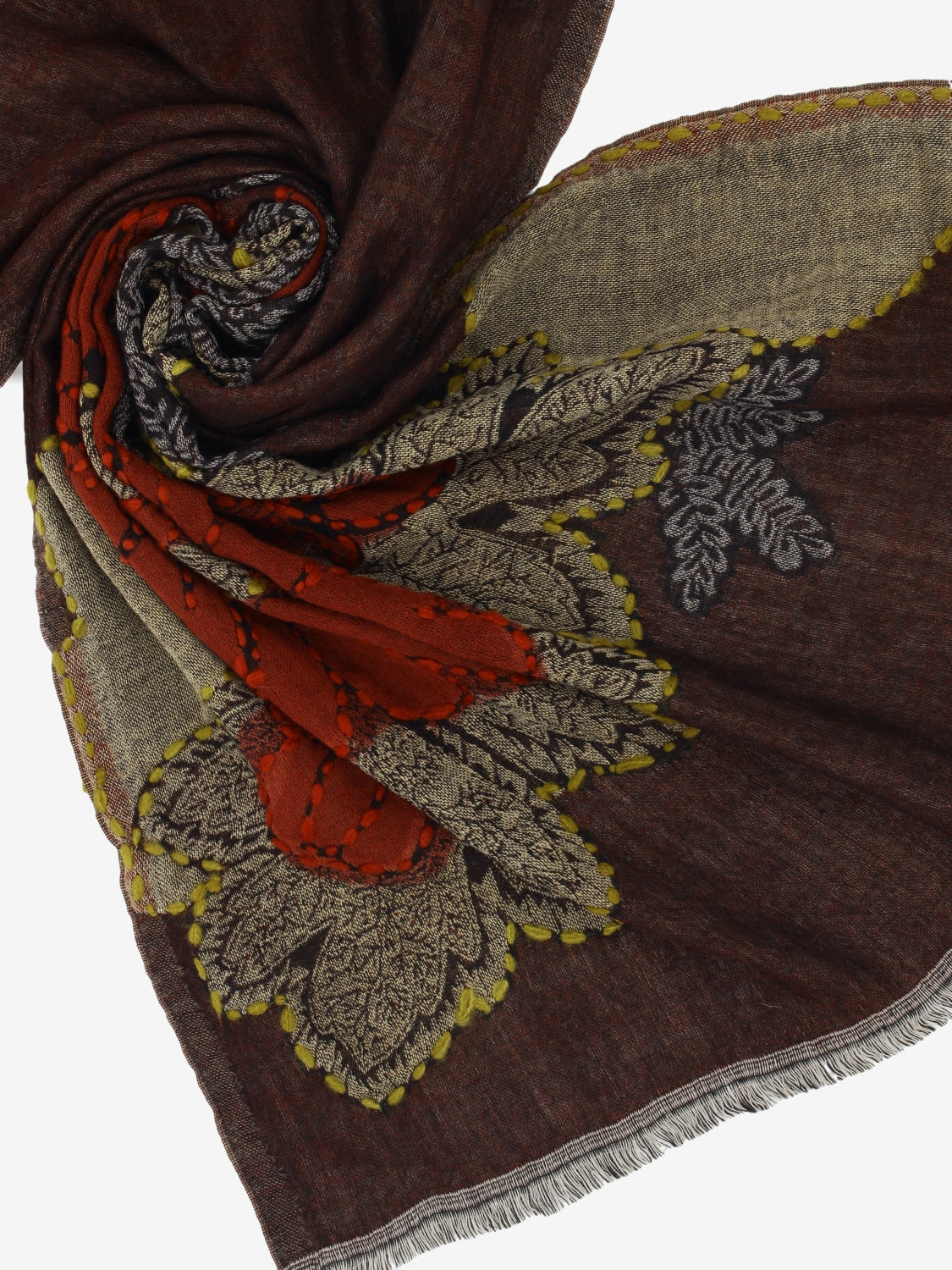 Sciarpa Ezio con ricami bordeaux