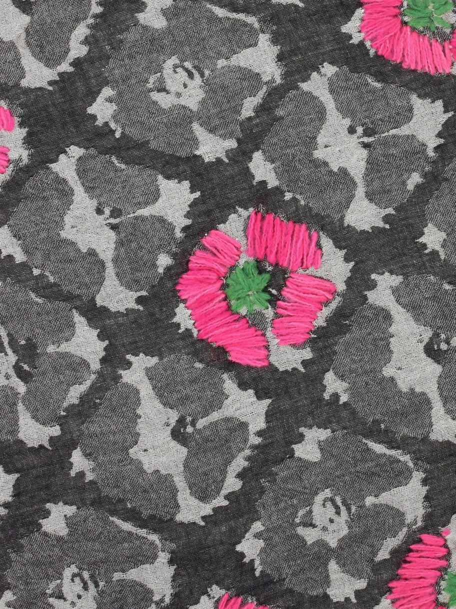 Sciarpa Federica con ricami grigio / fuxia