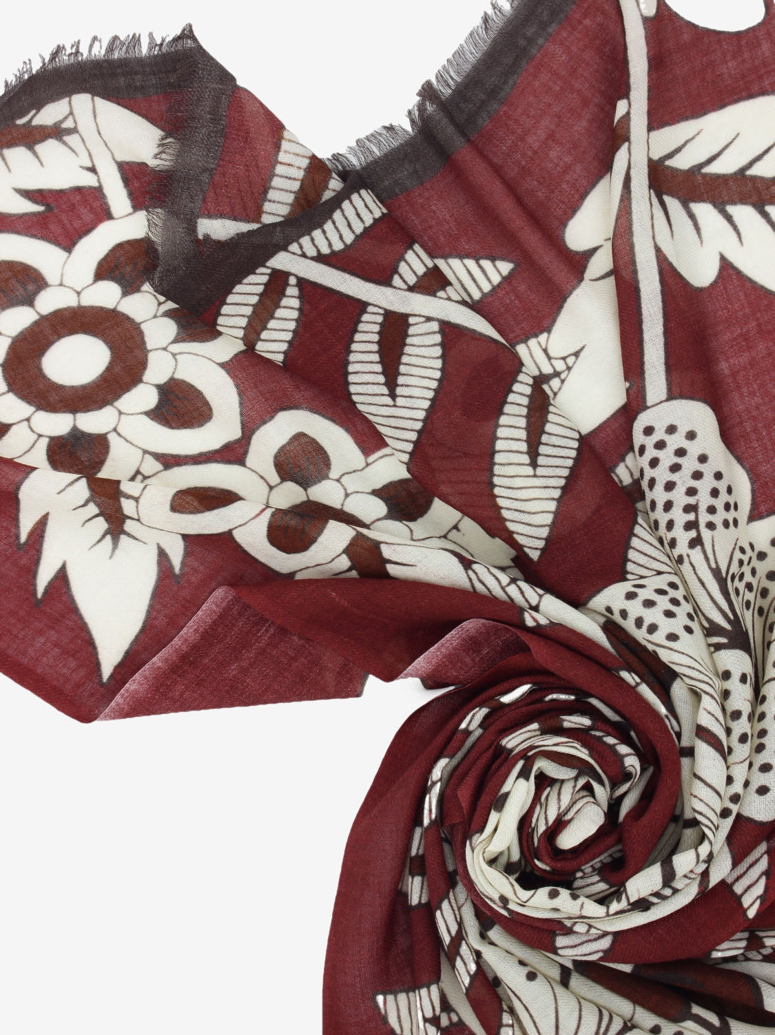 Sciarpa Fiamma con ricami bordeaux
