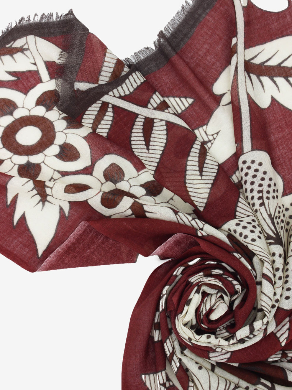 Sciarpa Fiamma con ricami bordeaux