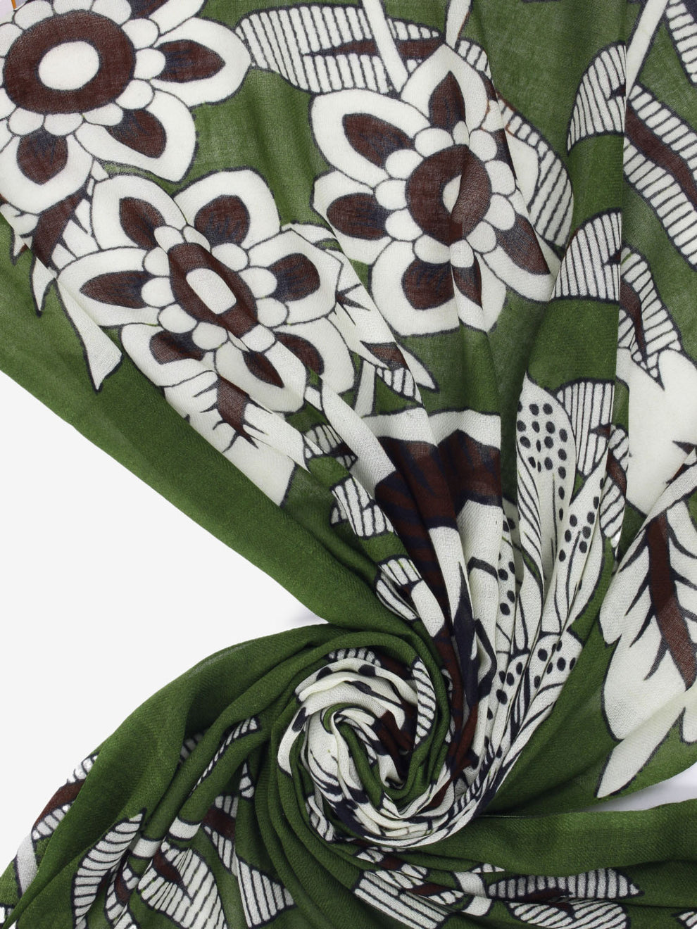 Sciarpa Fiamma con ricami verde