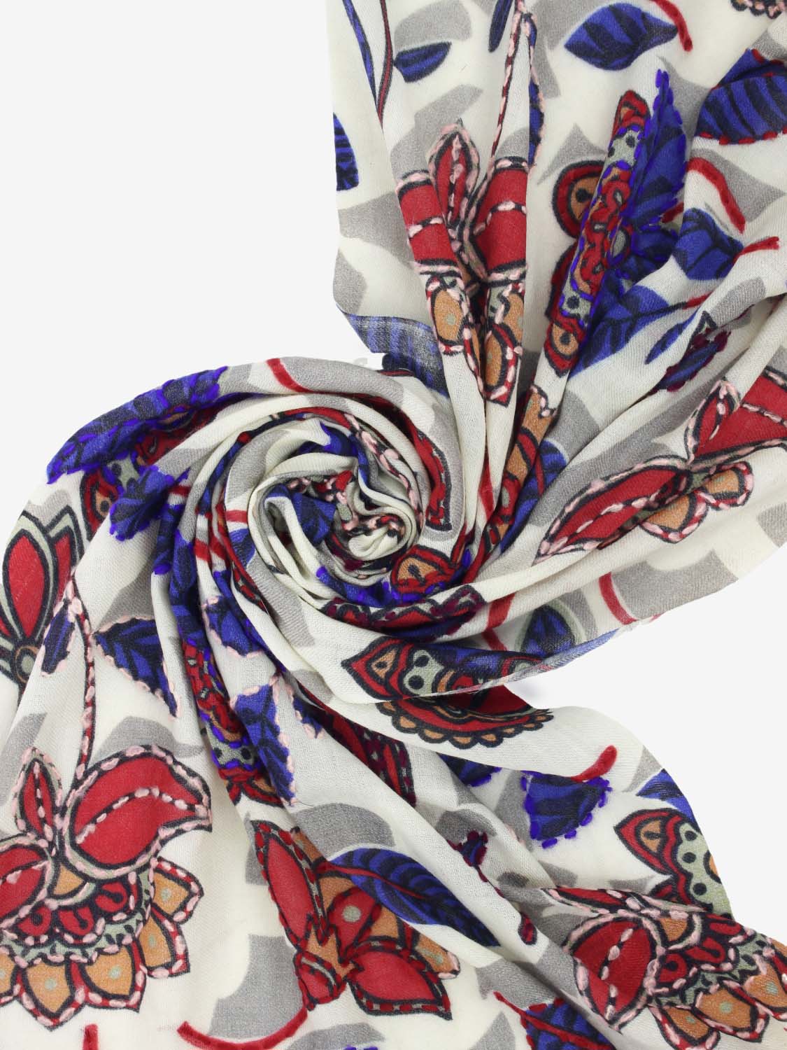 Siro 02 scarf with multicolor embroidery