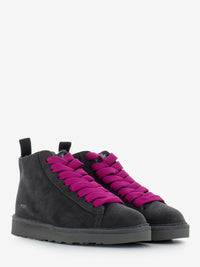 Ankle boot P001 suede faux fur lining anthracite / fuchsia