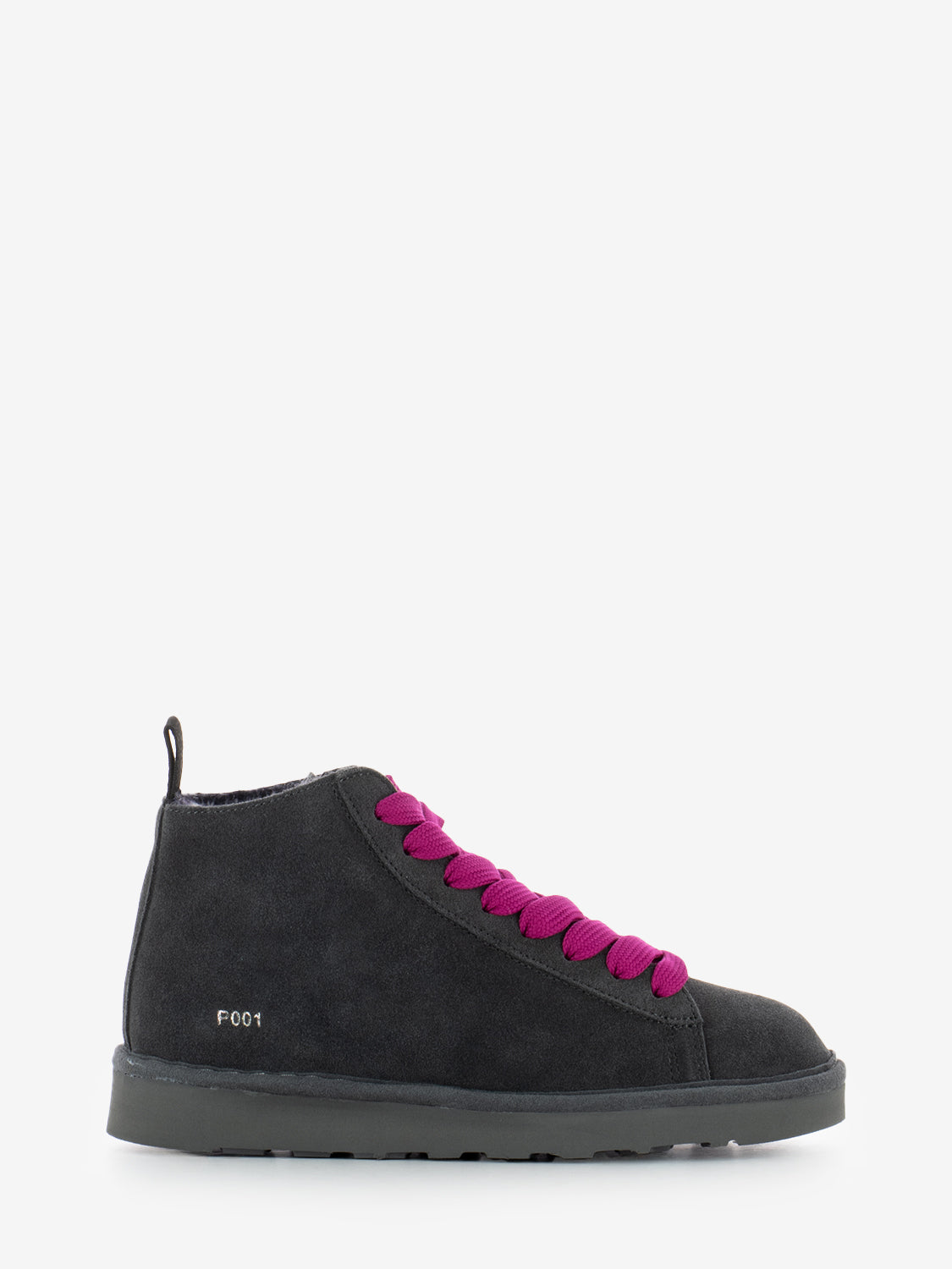 Ankle boot P001 suede faux fur lining anthracite / fuxia