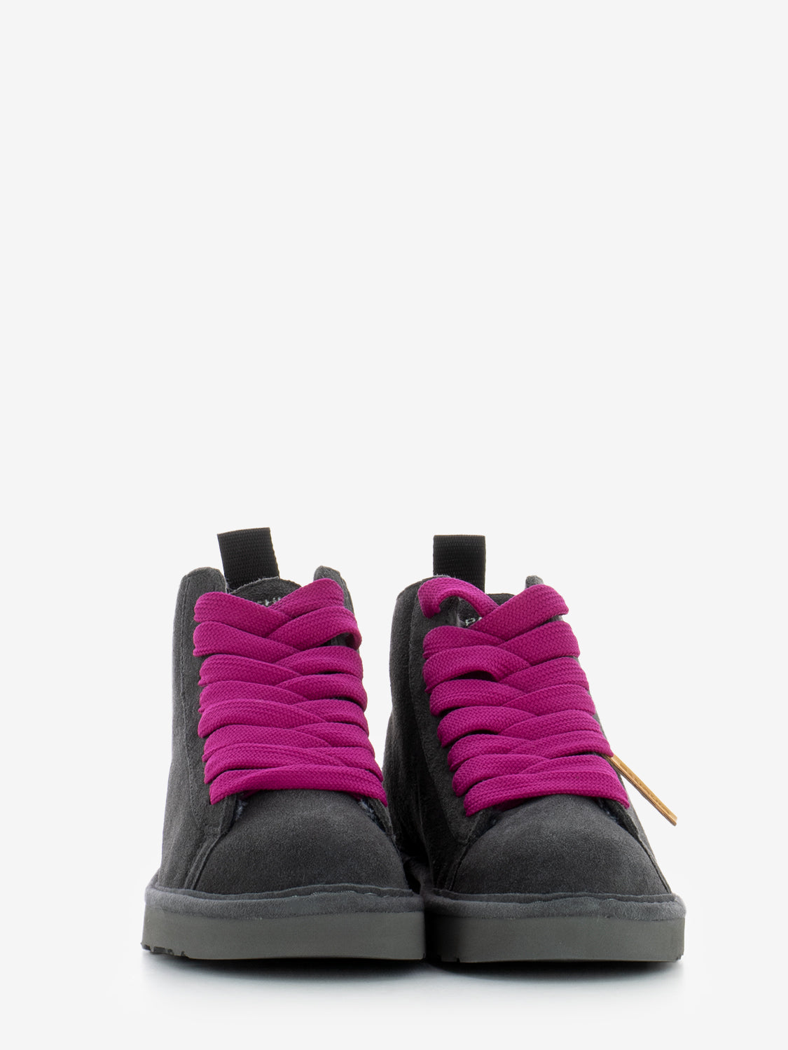 Ankle boot P001 suede faux fur lining anthracite / fuxia
