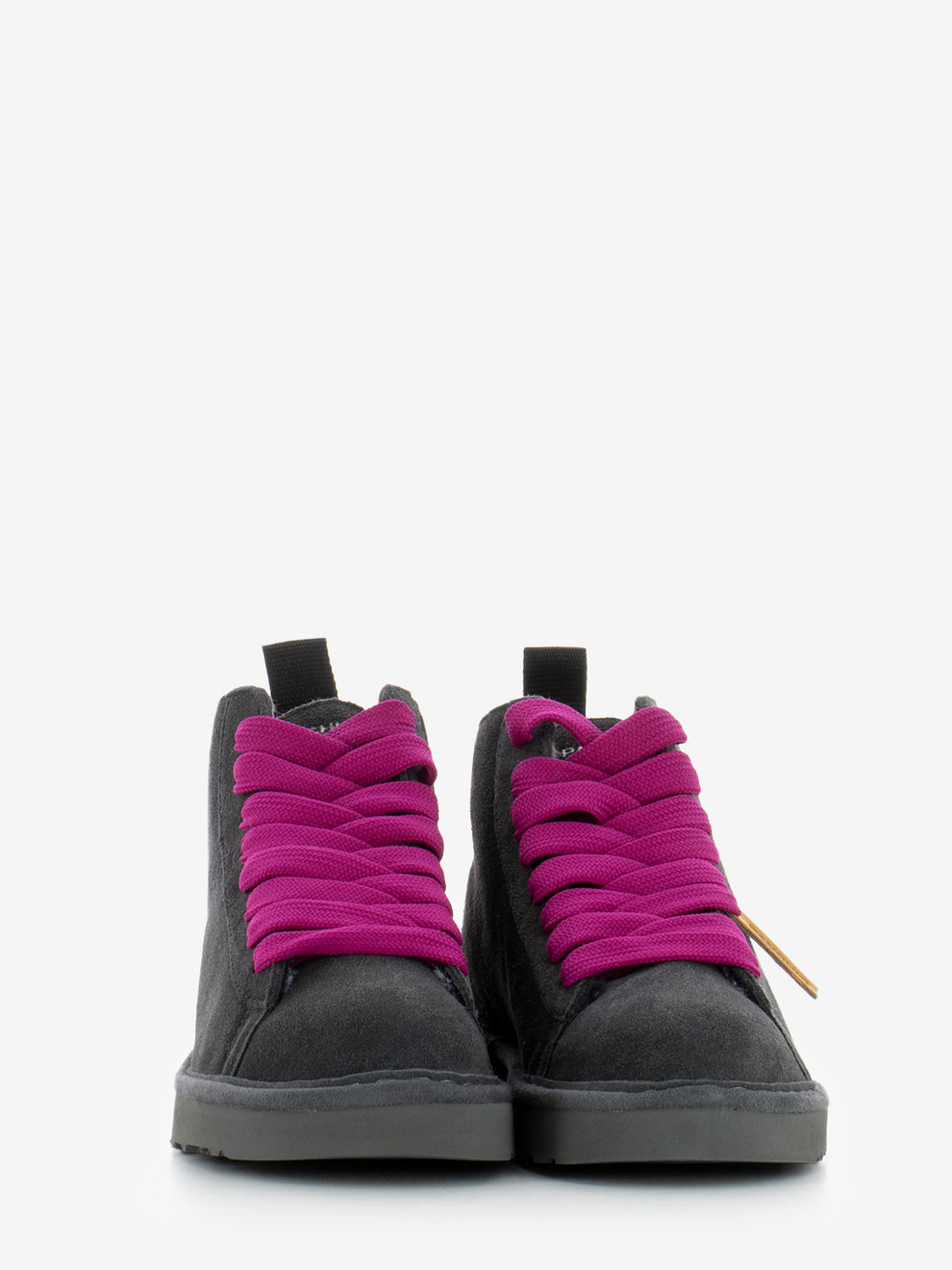 Ankle boot P001 suede faux fur lining anthracite / fuxia