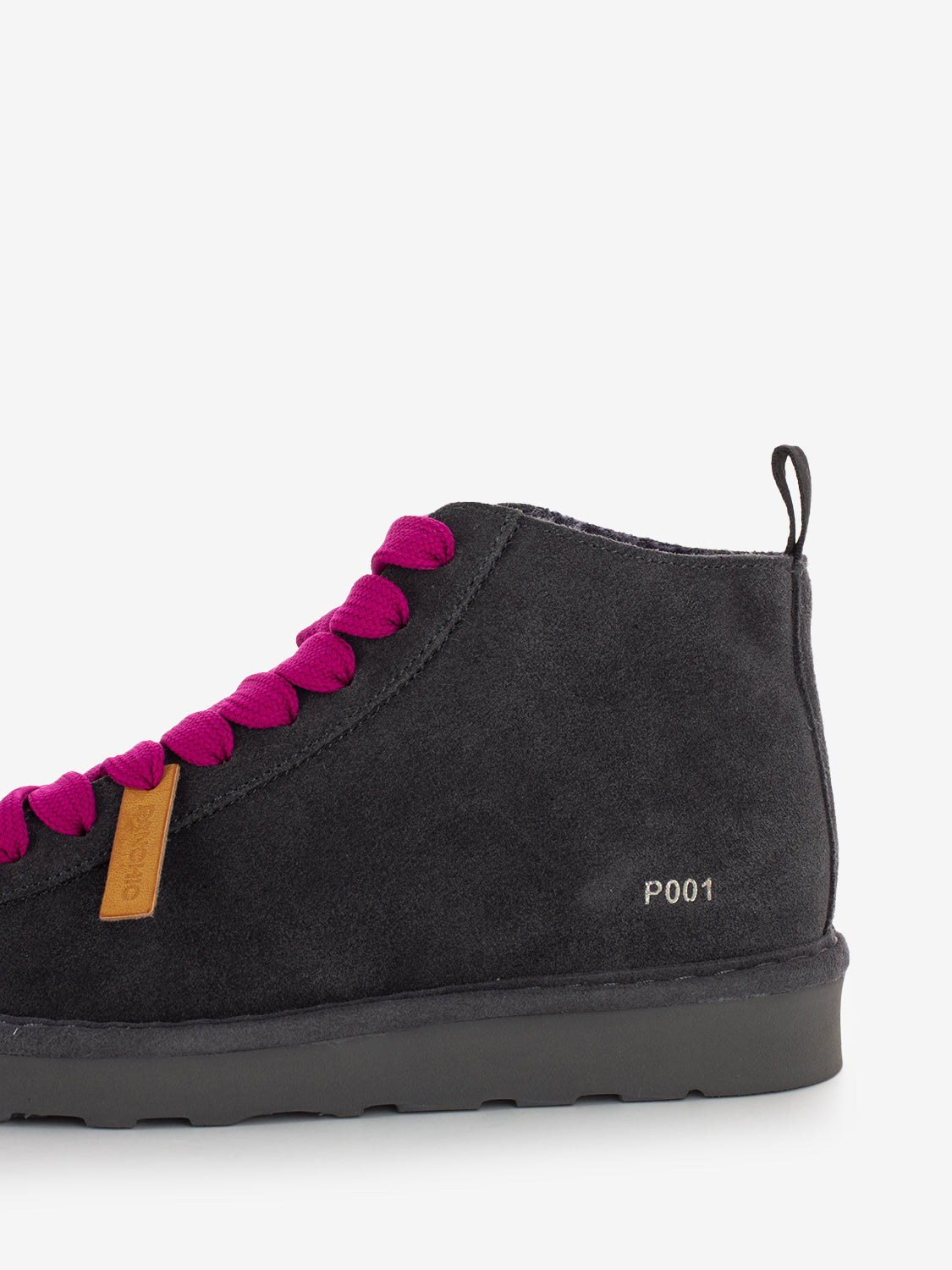 Ankle boot P001 suede faux fur lining anthracite / fuxia