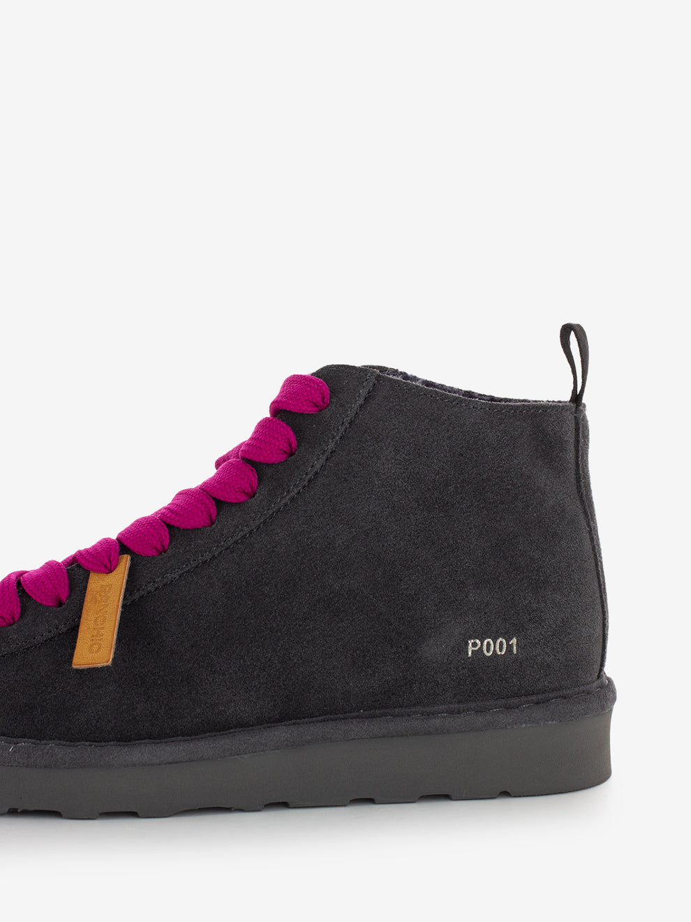 Ankle boot P001 suede faux fur lining anthracite / fuxia