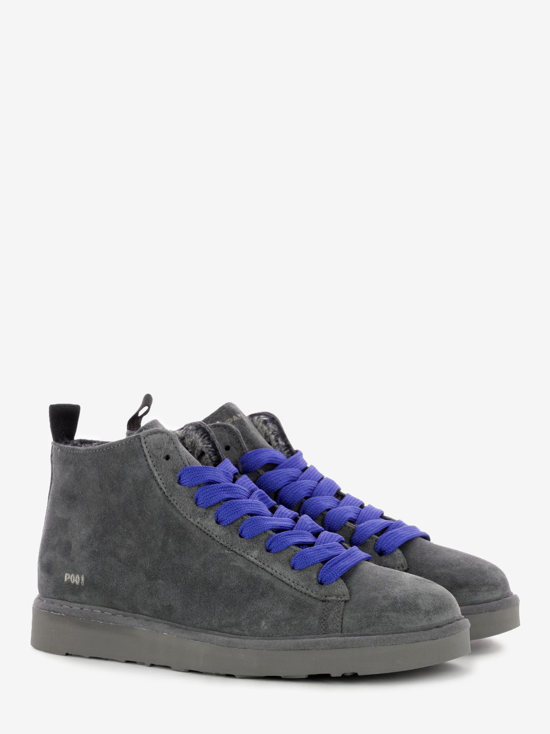 Ankle boot P001 suede faux fur lining antracite / ultramarine