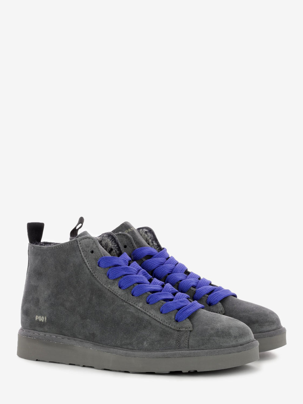 Ankle boot P001 suede faux fur lining antracite / ultramarine