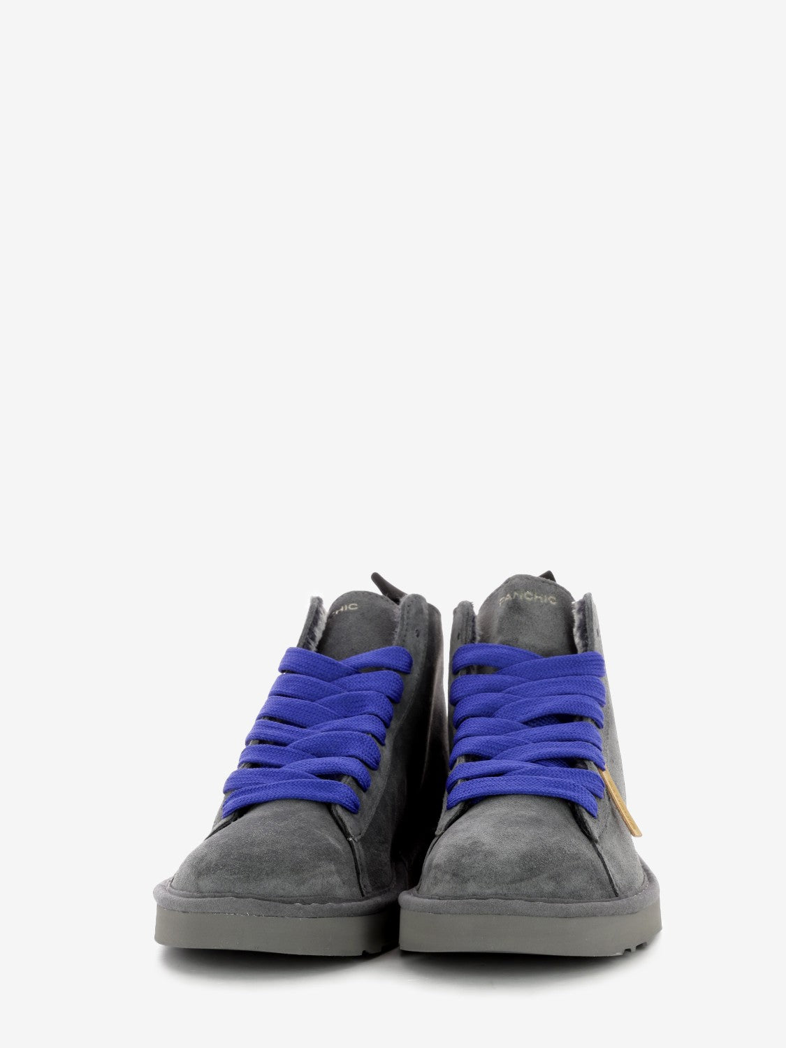 Ankle boot P001 suede faux fur lining antracite / ultramarine