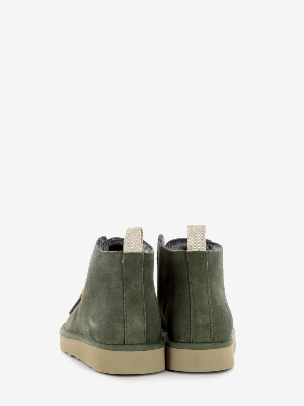 Ankle boot P001 suede faux fur lining military green / yellow