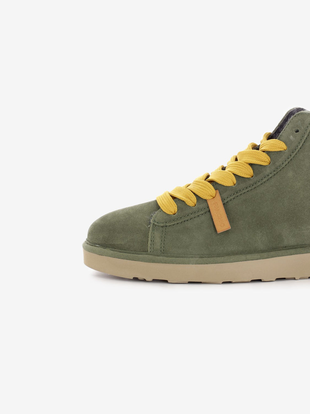 Ankle boot P001 suede faux fur lining military green / yellow