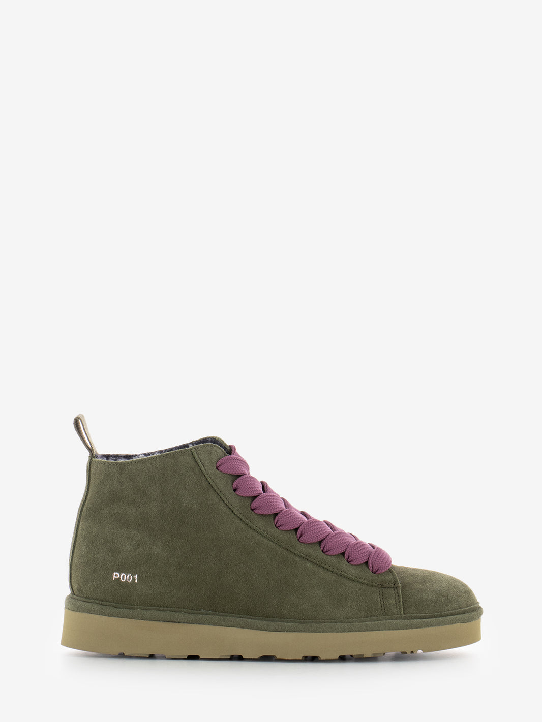 Ankle boot P001 suede faux fur lining military olive