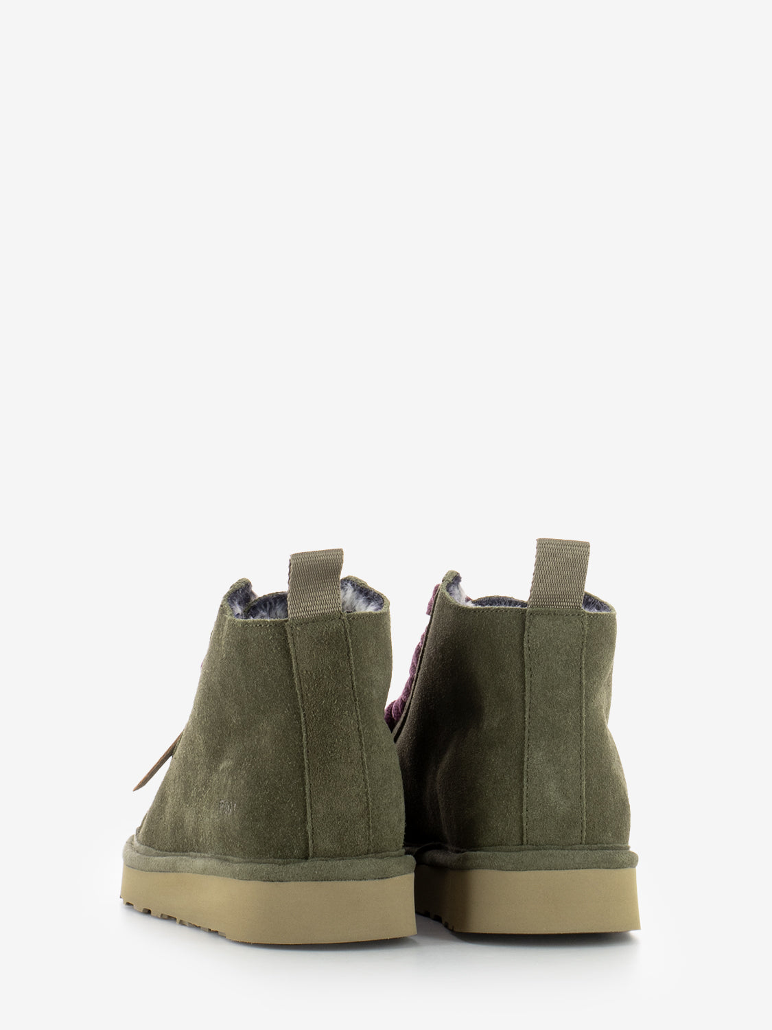 Ankle boot P001 suede faux fur lining military olive