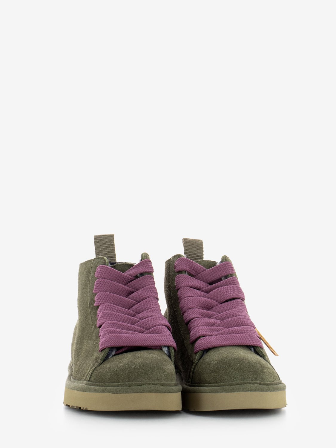 Ankle boot P001 suede faux fur lining military olive