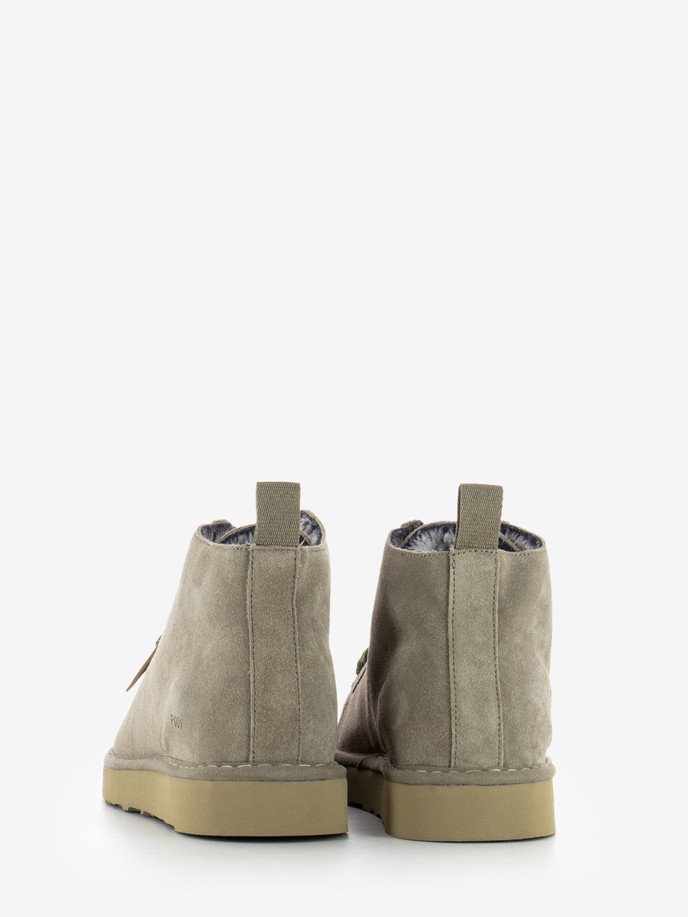 Ankle boot P001 suede faux fur lining walnut / military