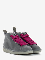 PANCHIC - Ankle boot suede faux fur lining grey / fuchsia