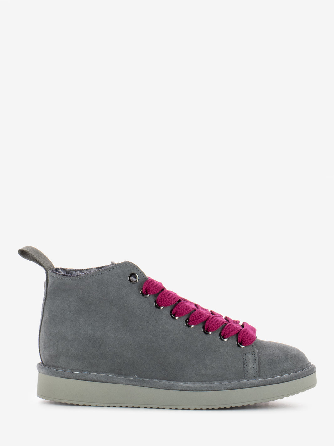 Ankle boot suede faux fur lining grey / fuchsia
