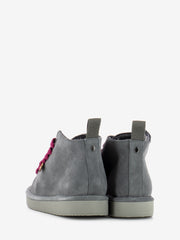 PANCHIC - Ankle boot suede faux fur lining grey / fuchsia