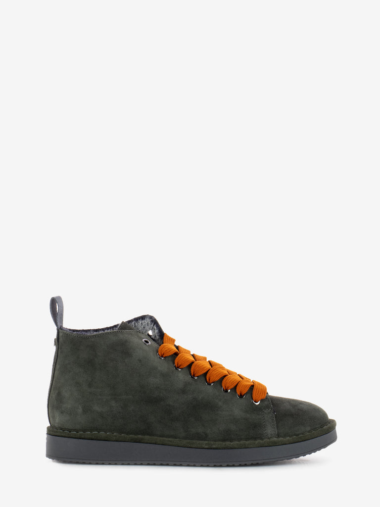 PANCHIC - Ankle boot suede faux fur lining khaki-burnt orange