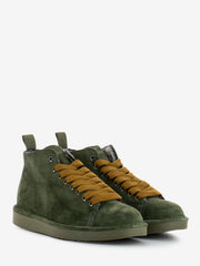 PANCHIC - Ankle boot suede faux fur lining military green