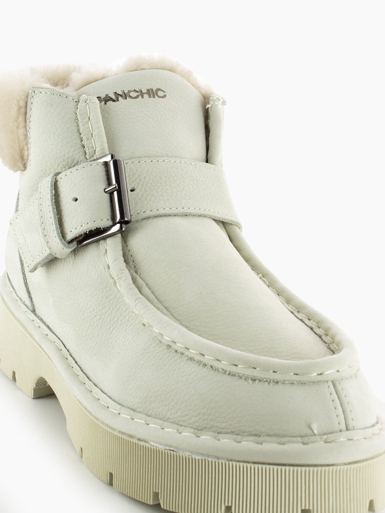 PANCHIC - Ankle strap boot nubuck ivory