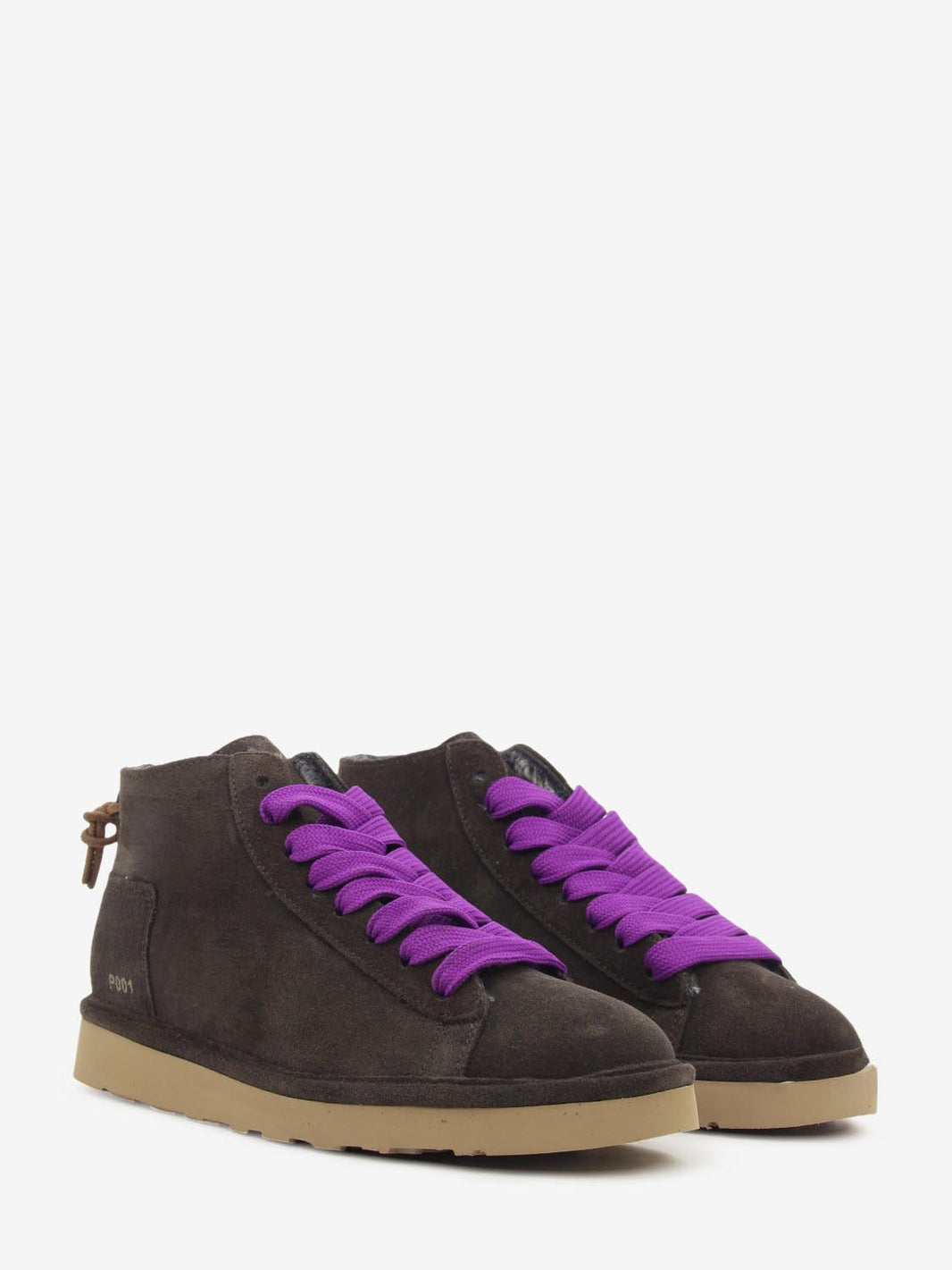 Icon ankle boot in suede with faux fur lining, coffee