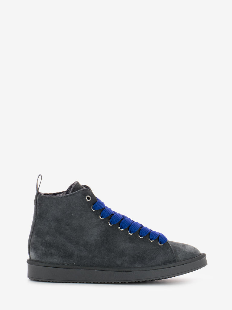 PANCHIC - P01 Ankle boot suede faux fur lining anthracite / electric blue