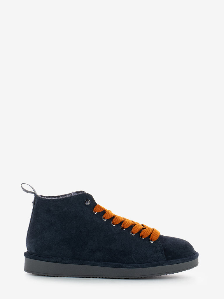 PANCHIC - P01 Ankle boot suede faux fur lining cobalt / burnt orange