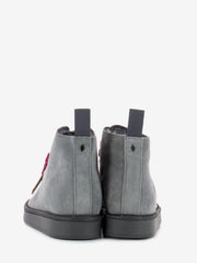 PANCHIC - P01 Ankle Boot Suede Faux Fur Lining Grey / Fuxia