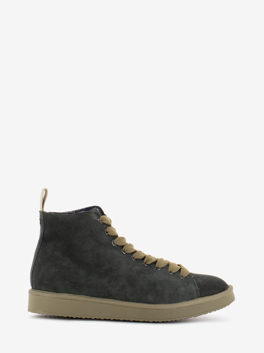 P01 Ankle boot suede faux fur lining khaki / walnut