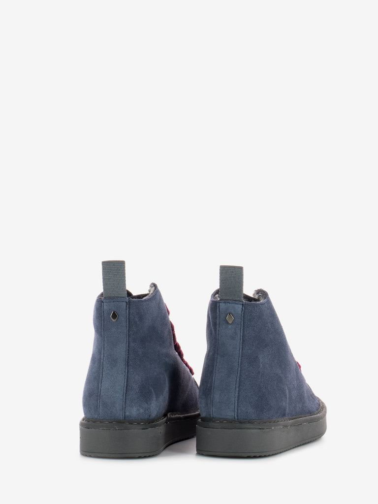 PANCHIC - P01 ankle boot suede lined faux fur lining dark blue / fuxia