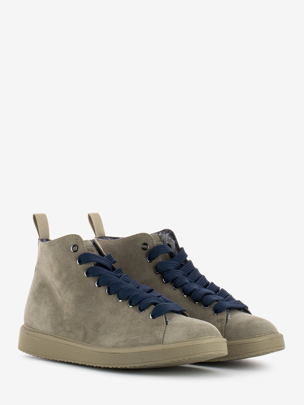 P01 ankle boot suede lined faux fur lining walnut / cobalt