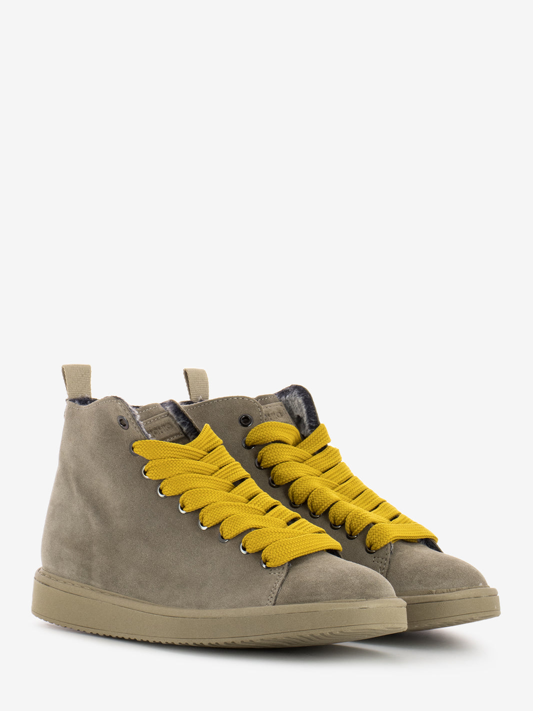 P01 ankle boot suede lined faux fur lining walnut / yellow