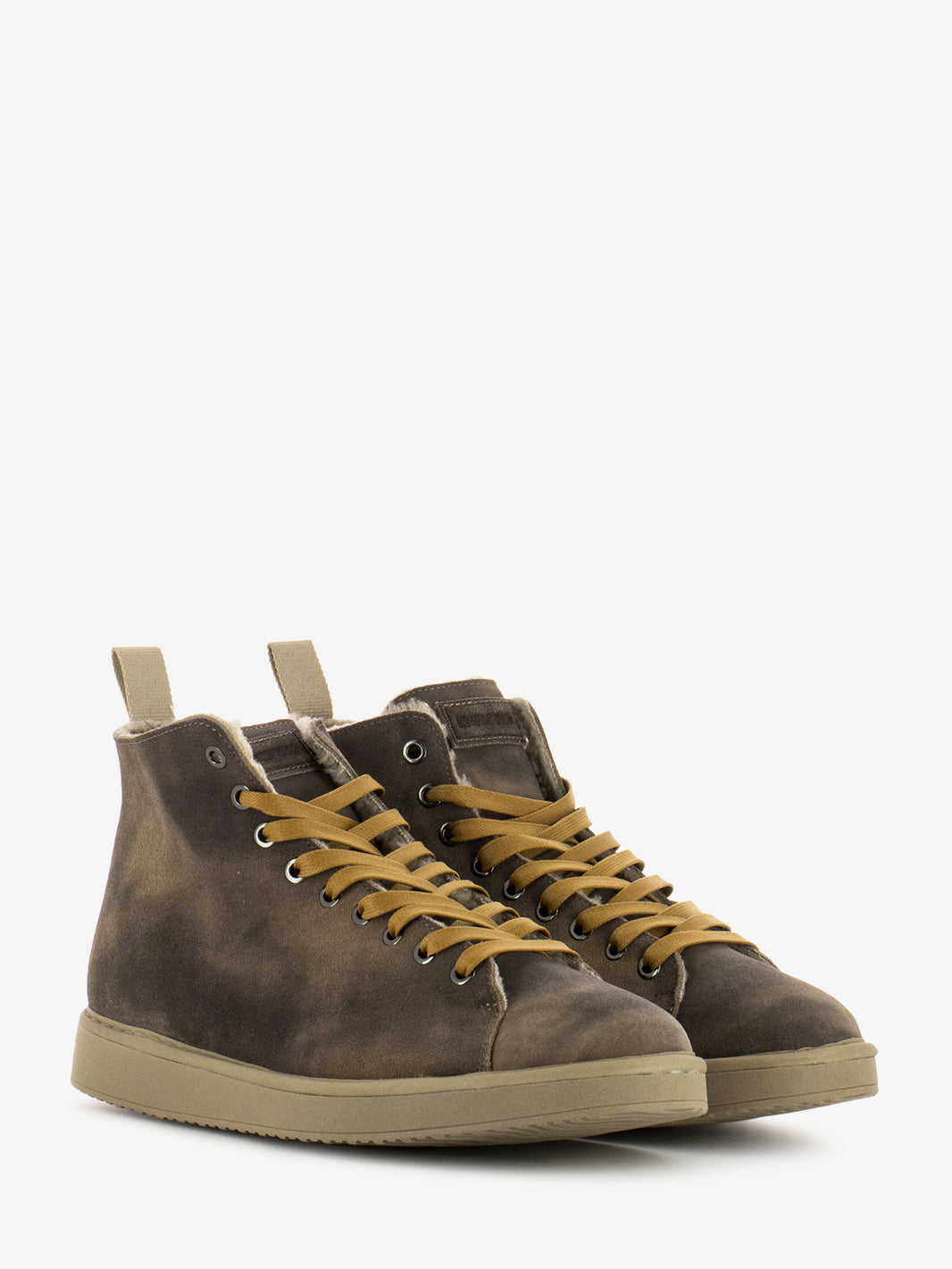 P01 ankle boot washed suede faux fur lining brown